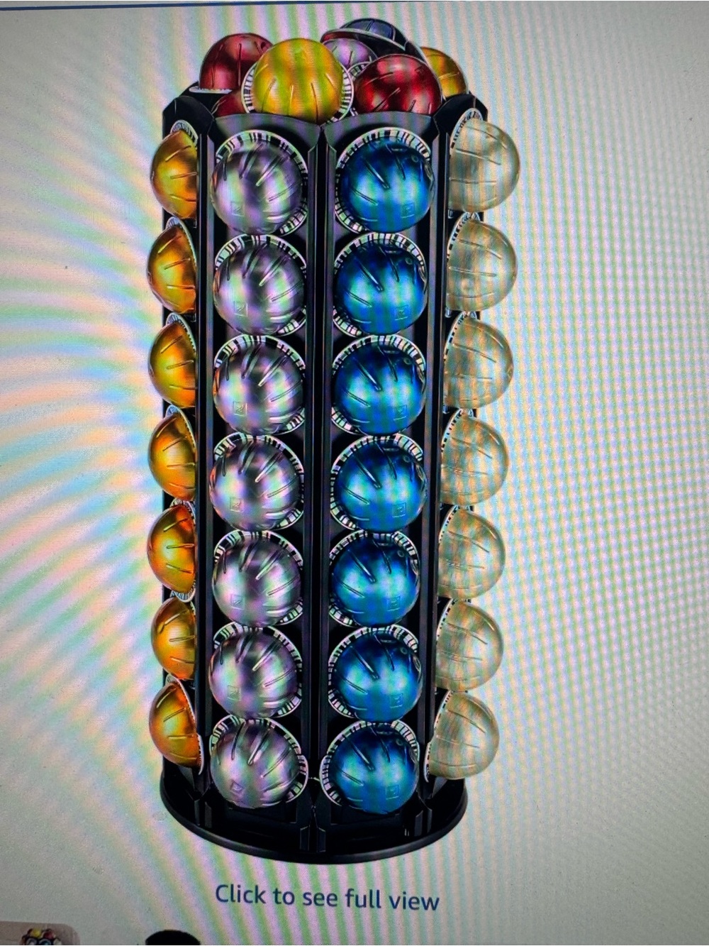 Rotating Black Coffee Pod Carousel with Multicolor Pods